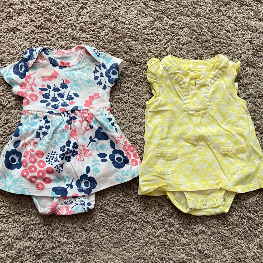 Carter’s Set of 2 Sunsuit/Dress Onesie Outfits